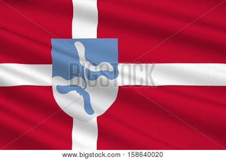Flag of Vejen in Southern Denmark Region. 3d illustration