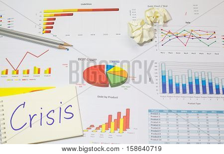 bubble crisis graph financial report show recession of economic collapse