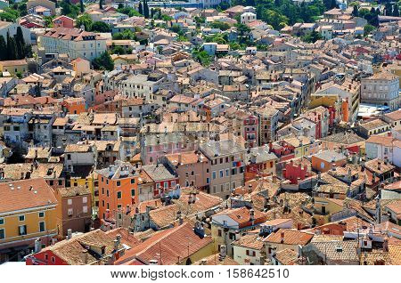 Many roofs in town Rovinj  in Croatia
