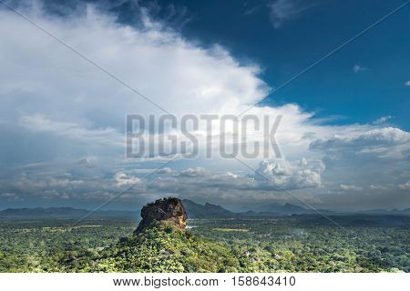 Sigiriya Lion Rock fortress and landscape in Sri Lanka.