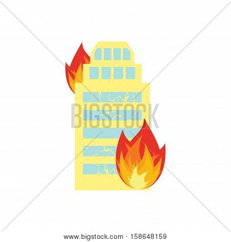 Fire In Building. Flames From Office Windows. Arson Home. Burn Facility. Spontaneous Disaster. Apoca