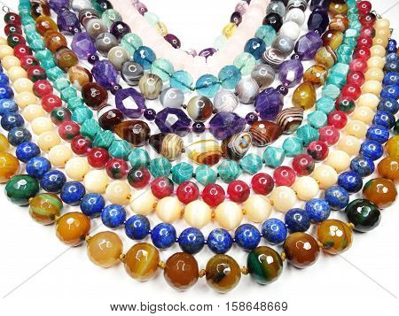 semigem colorful necklace with bright crystals jewellery