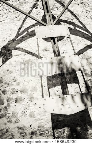 Detail photo of old tower windmill in Holic Slovak republic. Architectural theme. Cultural heritage. Beautiful object. Black and white photo. Travel destination.