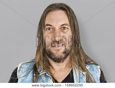 Man Long Hair Hairstyle Smiling Sneer Portrait Concept