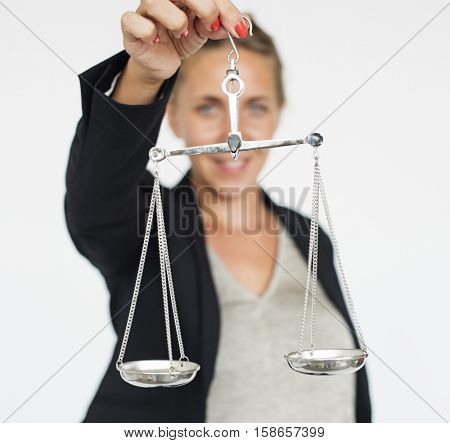 Business Lady Law Scale Concept
