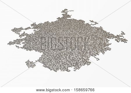 3d illustration cocrete labyrinth, complex problem solving concept.