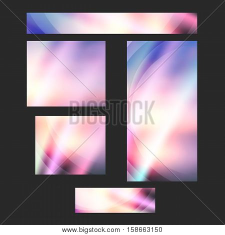 Design elements presentation template. Set website banners background backdrop blurred glow light effect. Vector illustration EPS 10 for web buttons template business card layout web site standard