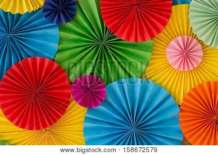 Colourful Birthday Celebration Background Wall With Multicolored Paper Circles