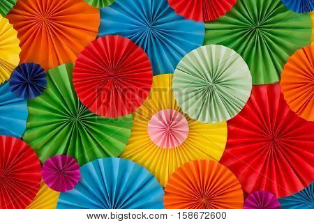Colorful Birthday Celebration Background Wall With Multicolored Paper Circles