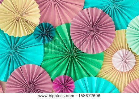Colourful Celebration Pastel Background Wall With Multicolored Paper Circles