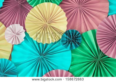 Colourful Celebration Pastel Background Wall With Multicoloured Paper Circles