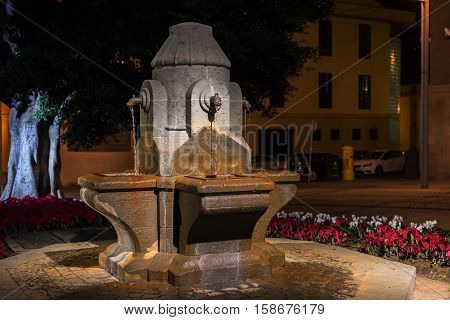 Old fountain in park of Santa Cruz on Tenerife island, Spain