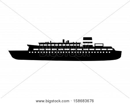 black silhouette cruise ship design vector illustration