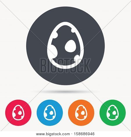 Dinosaur egg icon. Birth symbol.  egg concept. Colored circle buttons with flat web icon. Vector