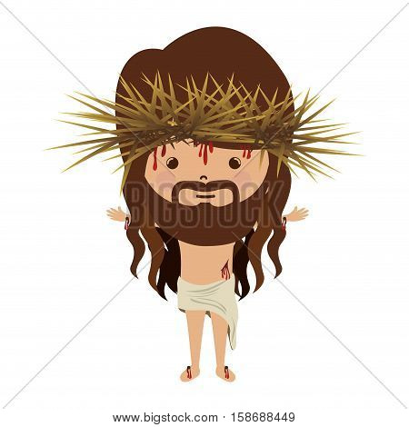 avatar jesus christ with crown thorns and bood vector illustration