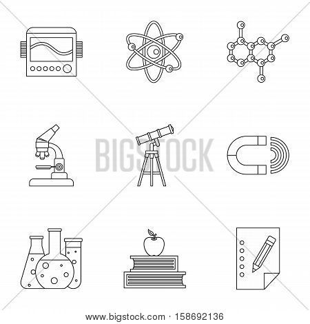 Science education icons set. Outline illustration of 9 science education vector icons for web