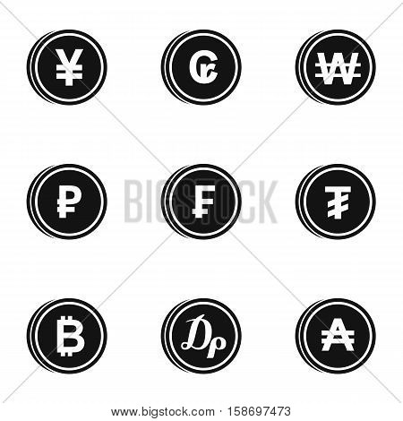 Money of countries icons set. Simple illustration of 9 money of countries vector icons for web