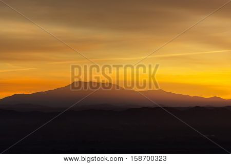 Mount Baldy at sunrise from Chino Hills
