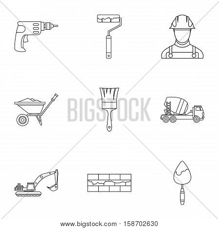Repair icons set. Outline illustration of 9 repair vector icons for web