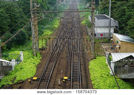 railway after rain in depok indonesia photo
