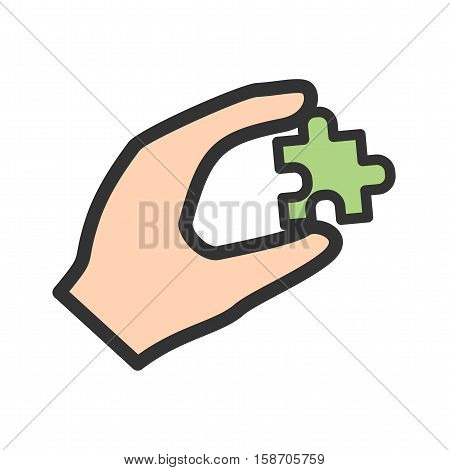 Puzzle, cube, game icon vector image. Can also be used for hand actions. Suitable for mobile apps, web apps and print media.