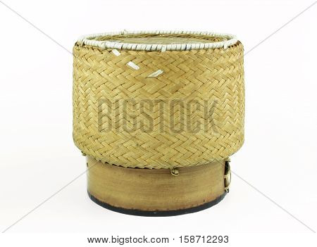 Wicker rice or Kratip or sticky rice isolated on white background