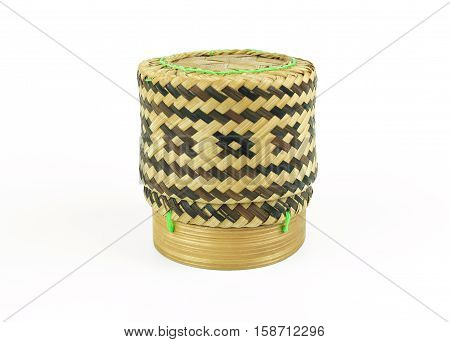 Wicker rice or Kratip or sticky rice isolated on white background