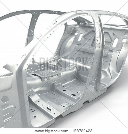 Sedan without cover on white background. 3D illustration