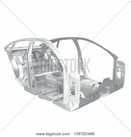 Sedan without cover on white background. 3D illustration
