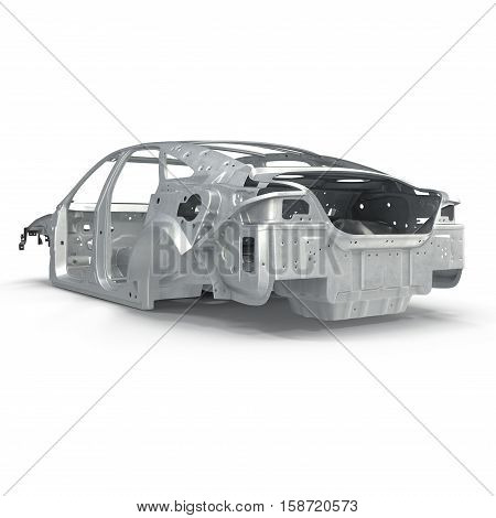 Sedan without cover on white background. 3D illustration