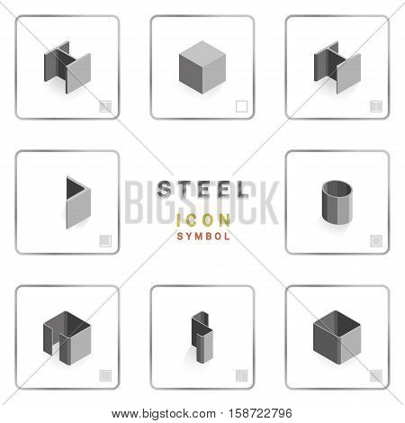 many section steel icon and symbol isometric illustration