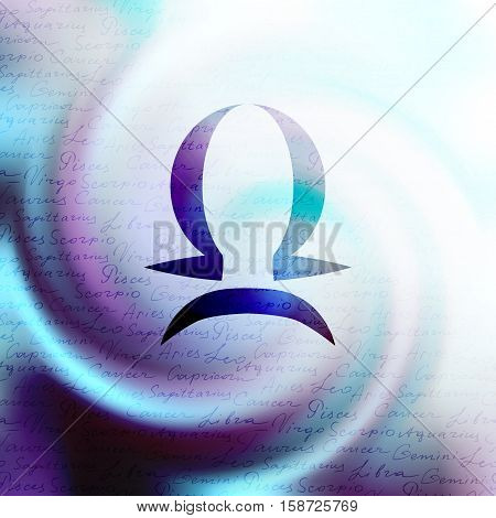 The sign of zodiac Virgo on a white blur background.