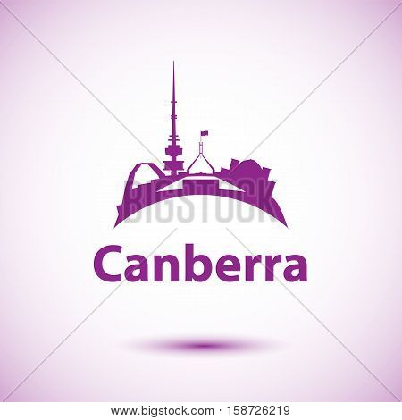 Canberra detailed silhouette. Trendy vector illustration, flat style. Stylish colorful landmarks. Parliament House the symbol of Canberra, Australia