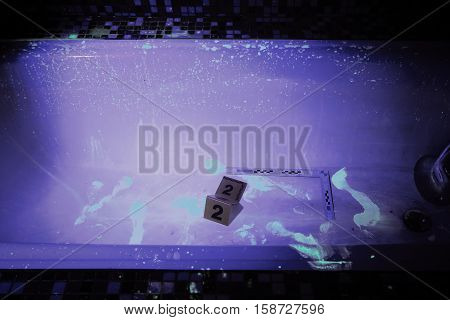 Stain on place of crime under UV light