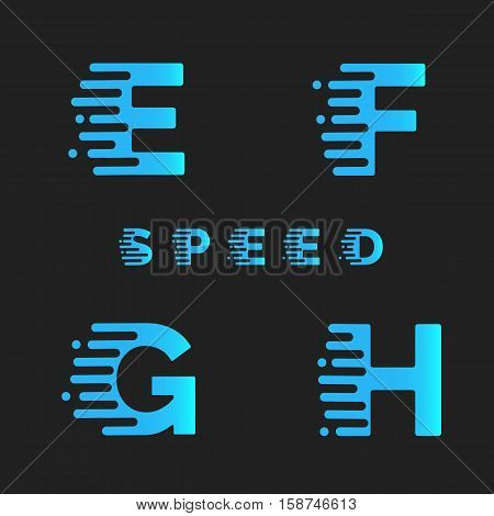 Typographic alphabet in a set . Speed typeface