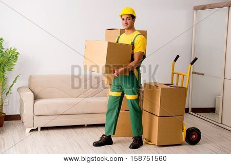 Man delivering boxes during house move