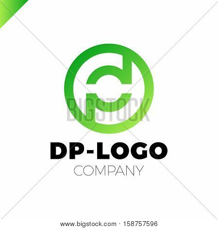 Letter D And Letter P Logo. Pd, Dp Initial Overlapping In Circle Letter Logotype