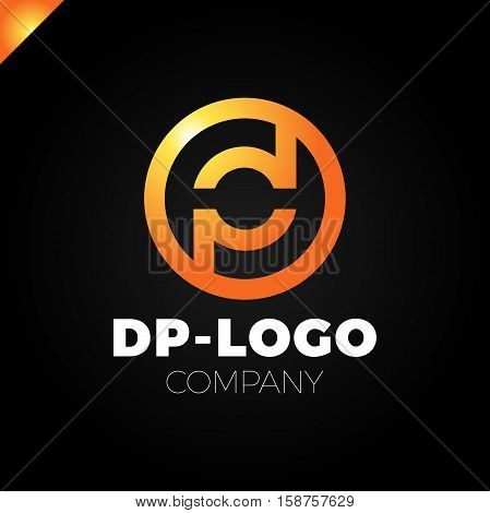 Letter D And Letter P Logo. Pd, Dp Initial Overlapping In Circle Letter Logotype