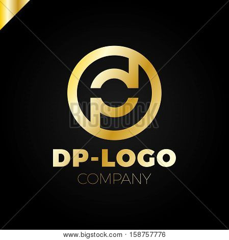 Letter D And Letter P Logo. Pd, Dp Initial Overlapping In Circle Letter Logotype
