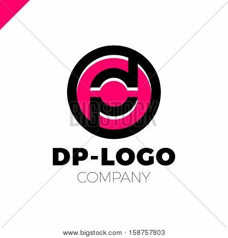 Letter D And Letter P Logo. Pd, Dp Initial Overlapping In Circle Letter Logotype