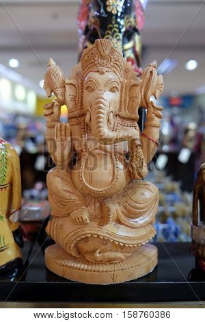 DELHI, INDIA - FEBRUARY 19: Ganesh statue in international Airport of Delhi on February 19, 2016. Indira Gandhi International Airport is the 32th busiest in the world.