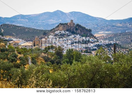 Beautiful Cityscape With Castle On  Hill In Montefrio, Spain