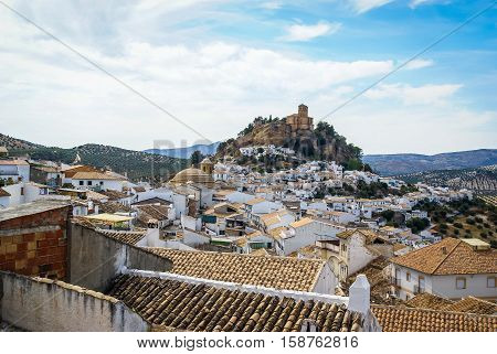 Beautiful Cityscape With Castle On  Hill In Montefrio, Spain