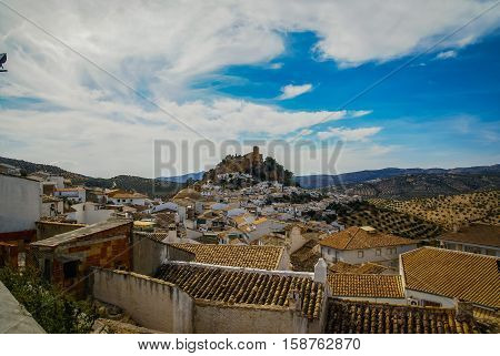 Beautiful Cityscape With Castle On  Hill In Montefrio, Spain
