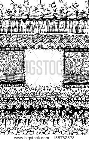 Zentagle decorative design frame with space for text. Doodle