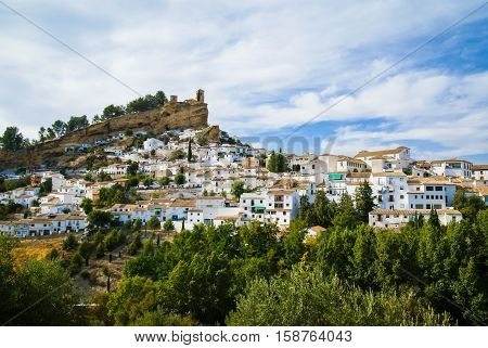 Beautiful Cityscape With Castle On  Hill In Montefrio, Spain