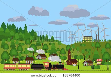 Rural Landscape. Vector Illustration.