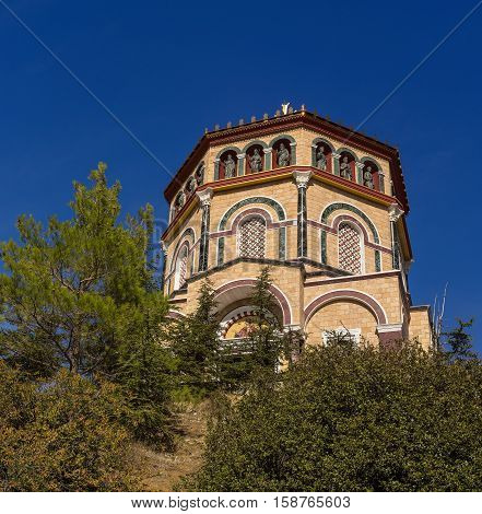 Famous orthodox monastery of Kykkos, Holy monastery of the Virgin of Kykkos in Cyprus. Travel sightseeing image