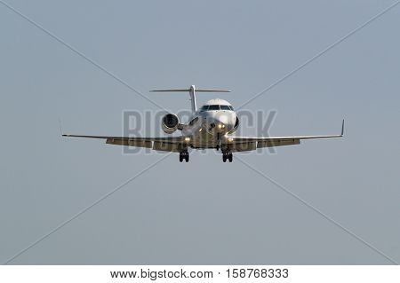 Airplane landing to the Itami International Airport.