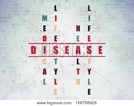 Healthcare concept: Painted red word Disease in solving Crossword Puzzle on Digital Data Paper background